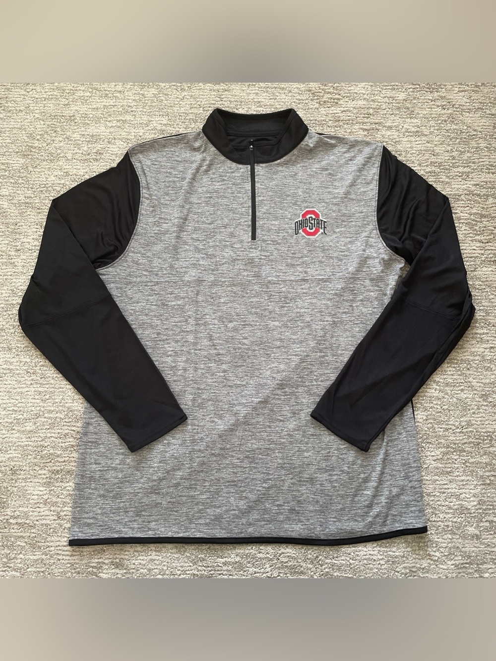 Ohio State Buckeyes 1/4 Zip Pullover Men's Large Gray Black Lightweight Stretch
